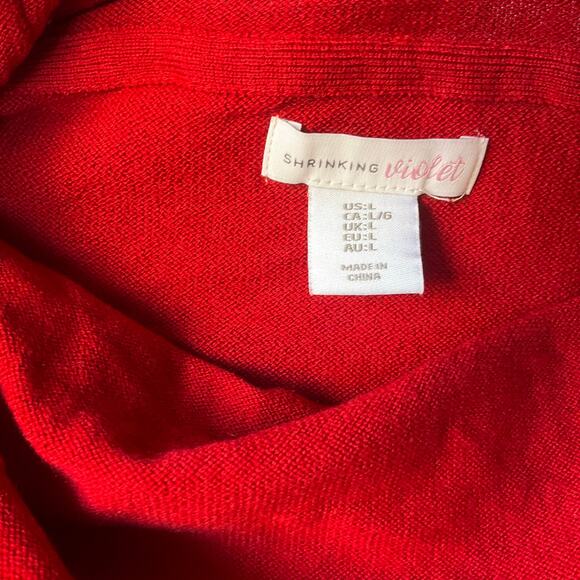 Shrinking Violet Women’s Long Sleeve Turtleneck Knit Blouse Size L, Solid Red - Picture 4 of 7